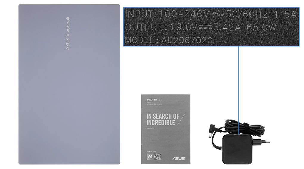 Bộ sản phẩm gồm: Sách hướng dẫn, Sạc Laptop Asus, Thùng máy