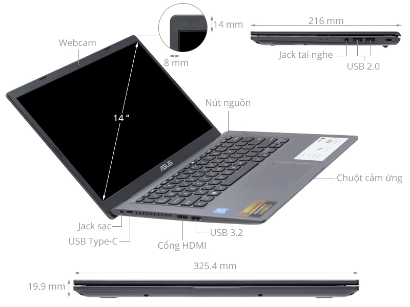 Asus Vivobook X415MA N4020/4GB/256GB/Win11 (BV702W)