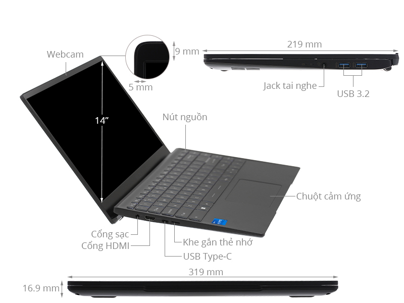 Laptop MSI Modern 14 B11MOU i7 1195G7/8GB/512GB/Túi/Chuột/Win11 (1032VN)