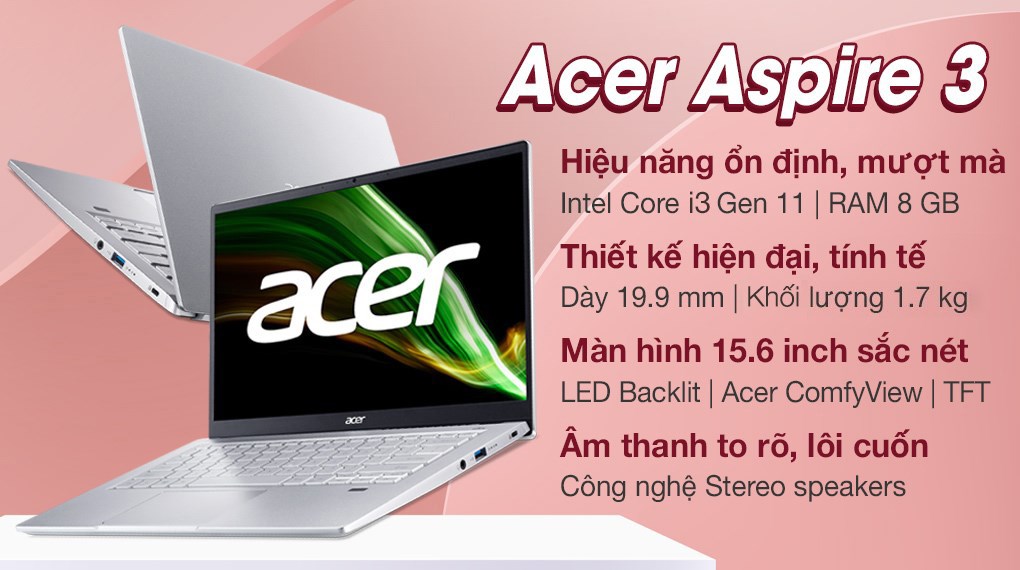 Laptop Acer Aspire 3 A315 58 382Z i3 1115G4/8GB/256GB/Win11 (NX.ADDSV.00K) hover