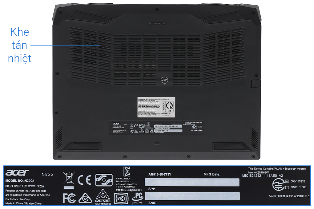 Laptop Acer Gaming Nitro 5 Tiger AN515 58 773Y i7 12700H/8GB/512GB/4GB RTX3050Ti/144Hz/Win11 (NH.QFKSV.001) Màu Đen