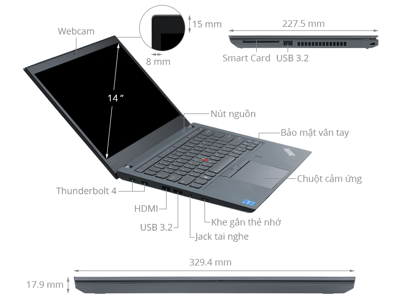 Lenovo ThinkPad P14s G2 i5 1135G7/16GB/512GB/4GB Quardro T500/Win11 (20VX00E1VN)