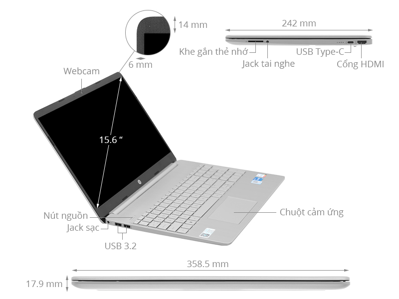 Laptop HP 15s fq5078TU i5 1235U/8GB/512GB/Win11 (6K798PA)