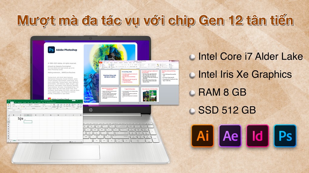 Laptop HP 15s fq5077TU i7 1255U/8GB/512GB/Win11 (6K797PA)