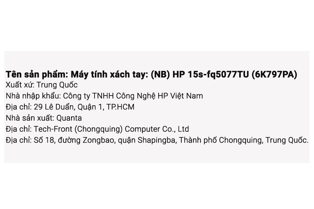Laptop HP 15s fq5077TU i7 1255U/8GB/512GB/Win11 (6K797PA) Màu Bạc