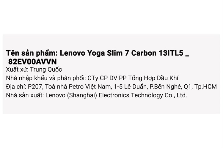 Laptop Lenovo Yoga Slim 7 Carbon 13ITL5 i5 1135G7/16GB/512GB/Win11 (82EV00AVVN) Màu Trắng