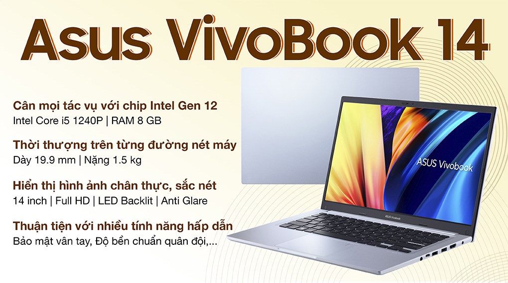 Laptop Asus Vivobook 14 X1402ZA i5 1240P/8GB/512GB/Win11 (EK083W) hover