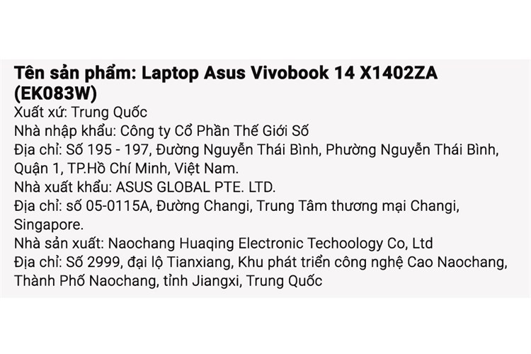 Laptop Asus Vivobook 14 X1402ZA i5 1240P/8GB/512GB/Win11 (EK083W) Màu Bạc