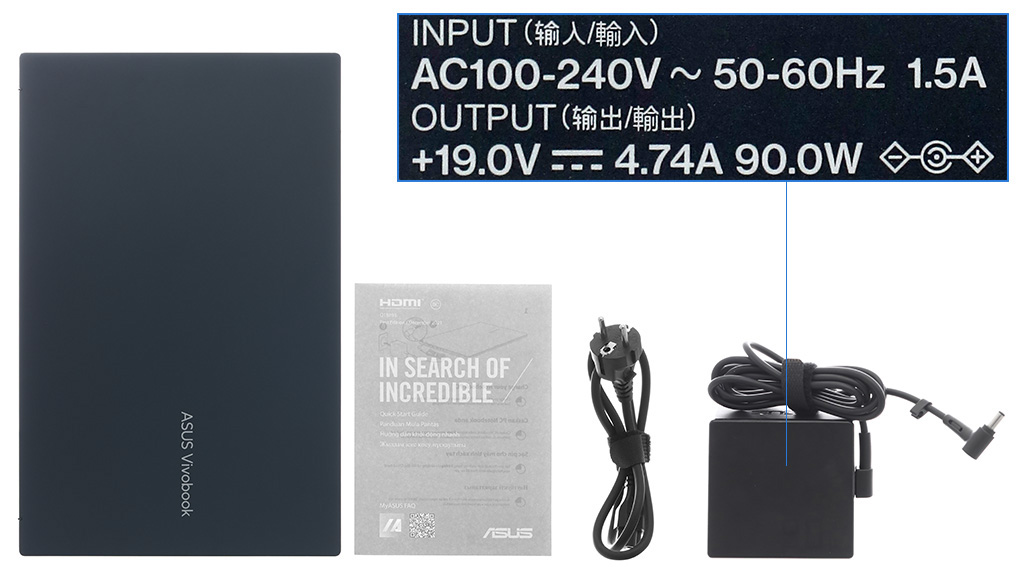 Bộ sản phẩm gồm: Sách hướng dẫn, Thùng máy, Sạc Laptop Asus