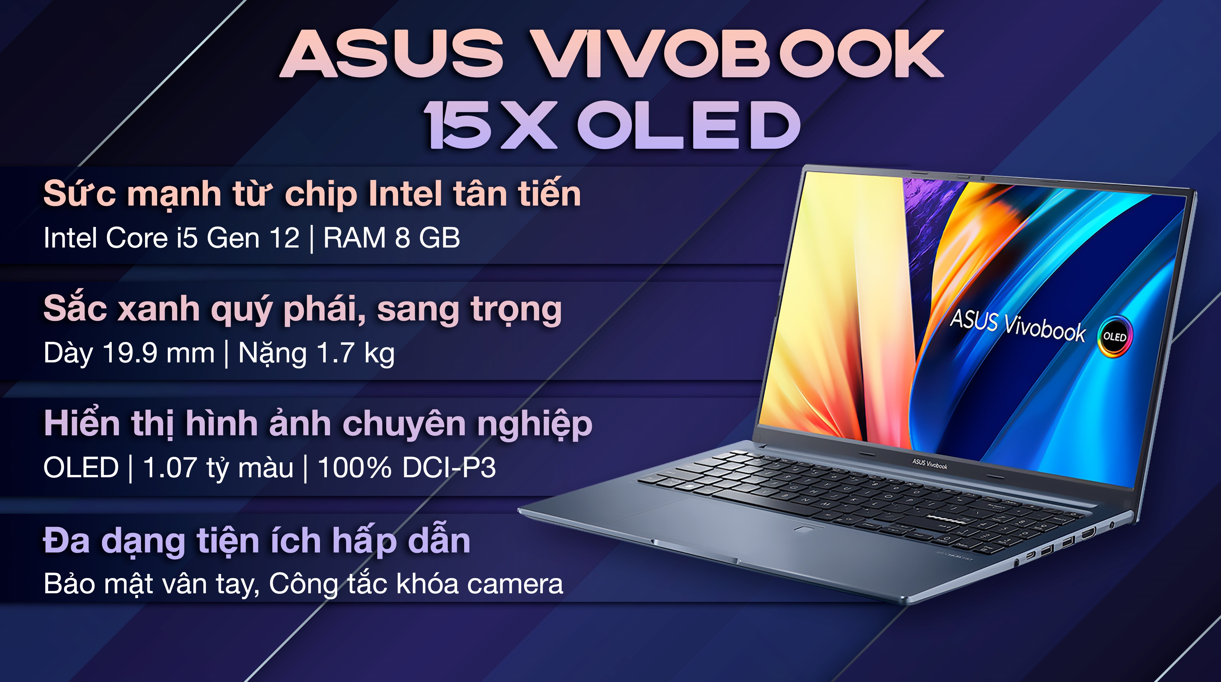 Laptop Asus VivoBook 15X OLED A1503ZA i5 (L1290W) - Chính hãng, trả góp