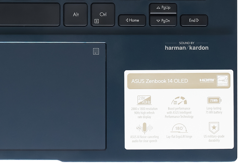 Laptop Asus Zenbook 14 OLED UX3402ZA i5 1240P/8GB/512GB/90Hz/Cáp/Túi/Win11 (KM220W) Màu Xanh
