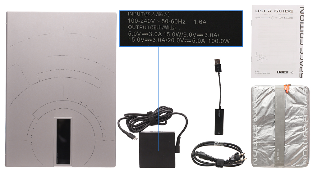 Bộ sản phẩm gồm: Sách hướng dẫn, Thùng máy, Túi xách ( Trong thùng máy ), Cáp ( USB A - RJ45 ), Sạc Laptop Asus, Sticker