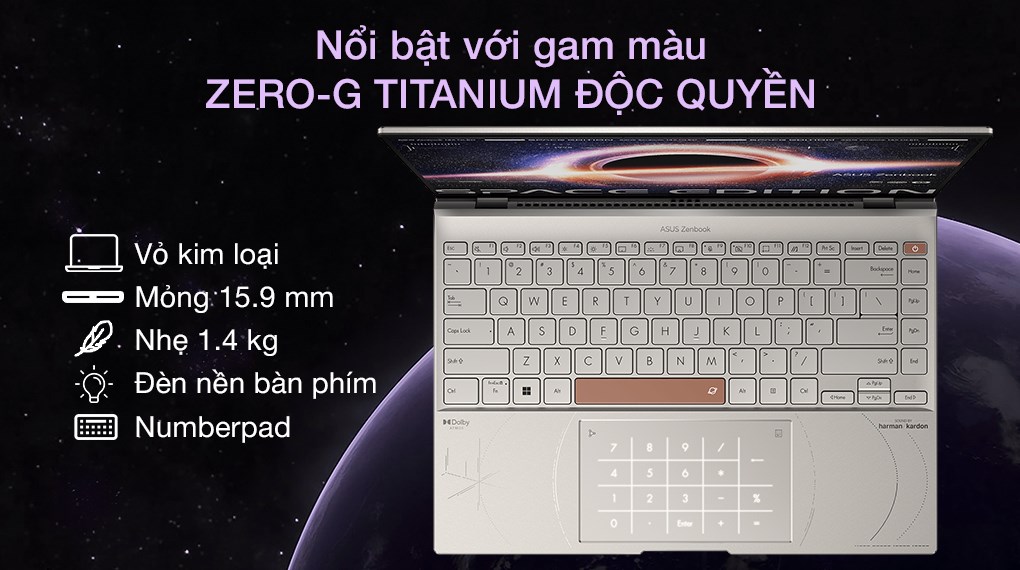 Laptop Asus Zenbook 14X OLED Space Edition UX5401ZAS i7 12700H/16GB/1TB/Cáp/Túi/Win11 (KN070W)