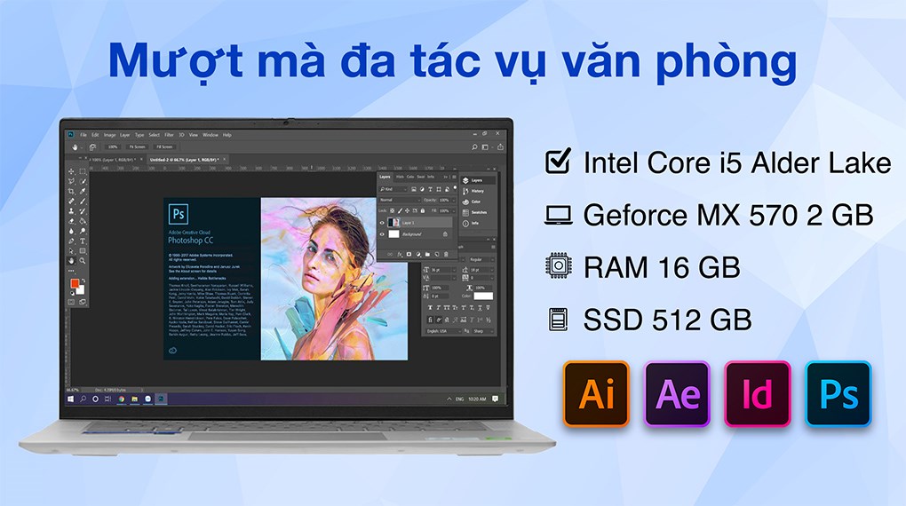 Laptop Dell Inspiron 16 5620 i5 1240P/16GB/512GB/2GB MX570/OfficeHS/Win11 (N6I5003W1)