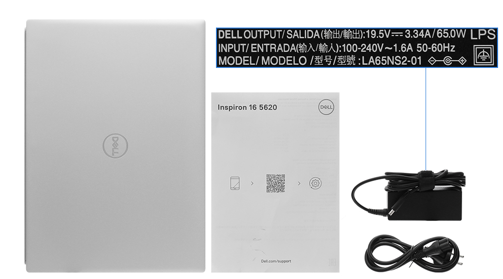 Bộ sản phẩm gồm: Thùng máy, Sạc Laptop Dell, Sách hướng dẫn