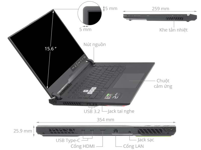 Asus Gaming ROG Strix G15 G513RC R7 6800H/8GB/512GB/4GB RTX3050/144Hz/Win11 (HN038W)