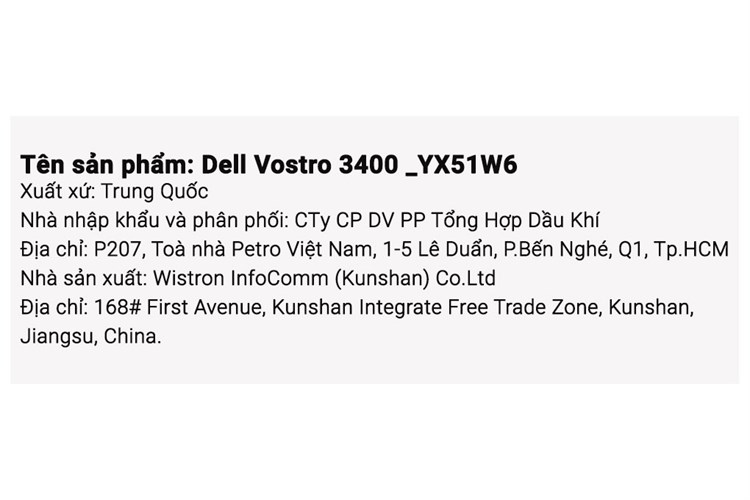 Laptop Dell Vostro 3400 i5 1135G7/8GB/512GB/2GB MX330/OfficeHS/Win11 (YX51W6) Màu Đen