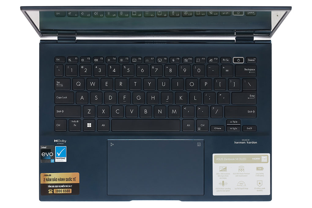 Laptop Asus Zenbook 14 OLED UX3402ZA i7 1260P/16GB/512GB/Cáp/Win11 (KM221W) Màu Xanh