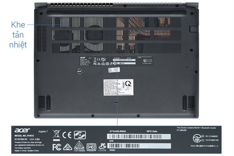 Laptop Acer Gaming Aspire 7 A715 43G R8GA R5 5625U/8GB/512GB/4GB RTX3050/144Hz/Win11 (NH.QHDSV.002) Màu Đen