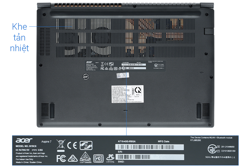 Laptop Acer Gaming Aspire 7 A715 43G R8GA R5 5625U/8GB/512GB/4GB RTX3050/144Hz/Win11 (NH.QHDSV.002) Màu Đen