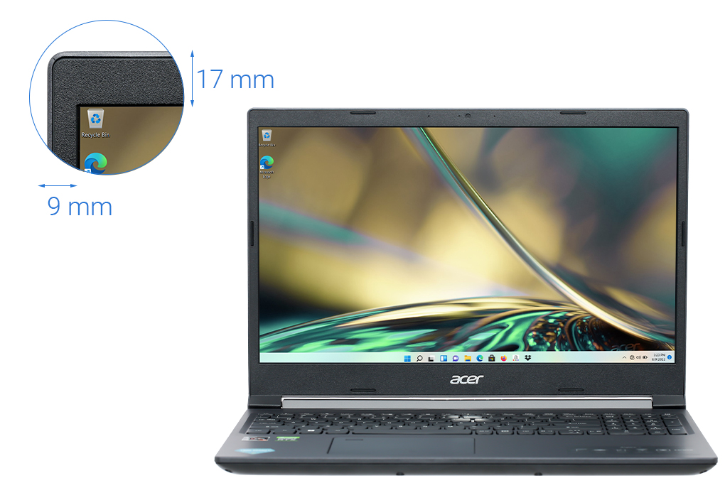 Laptop Acer Gaming Aspire 7 A715 43G R8GA R5 5625U/8GB/512GB/4GB RTX3050/144Hz/Win11 (NH.QHDSV.002) Màu Đen