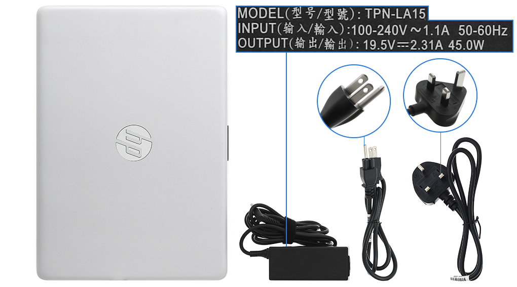 Bộ sản phẩm gồm: Sách hướng dẫn, Thùng máy, Sạc Laptop HP