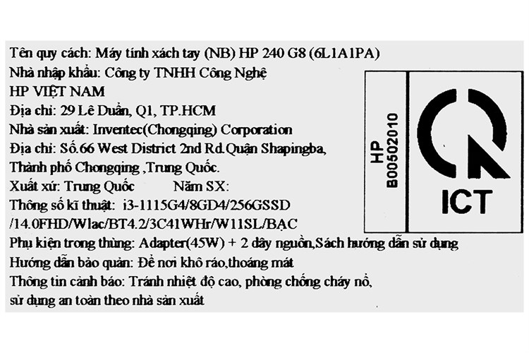 Laptop HP 240 G8 i3 1115G4/8GB/256GB/Win11 (6L1A1PA) Màu Bạc