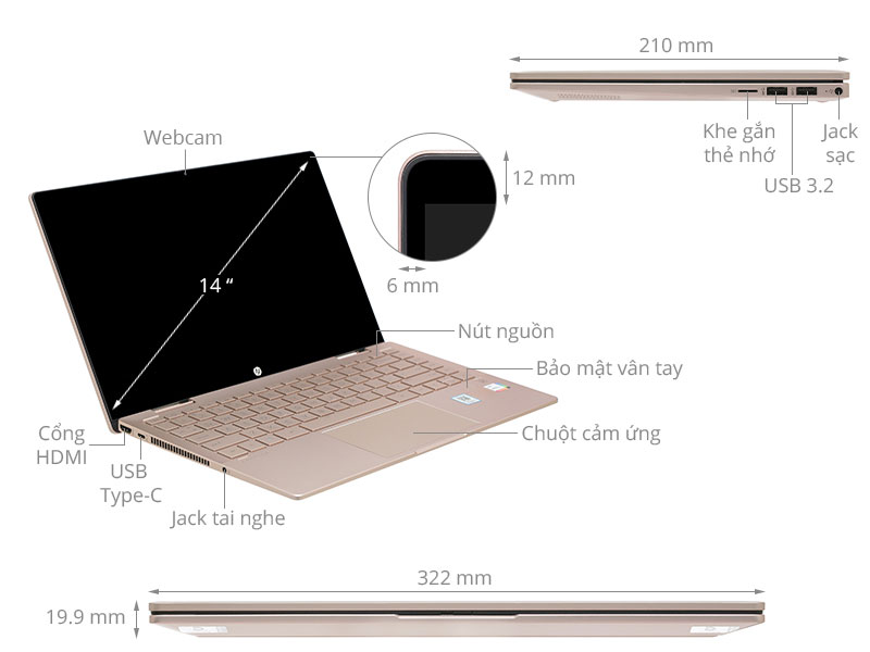 Laptop HP Pavilion X360 14 ek0056TU i5 1235U/8GB/512GB/Touch/Pen/Win11 (6L294PA)