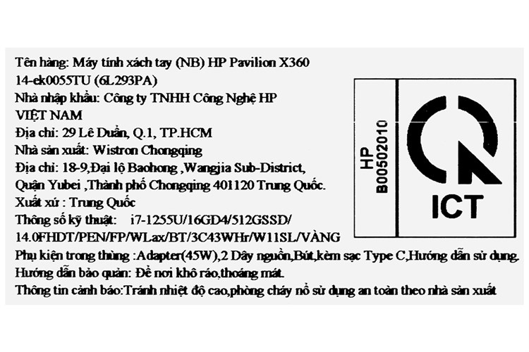 Laptop HP Pavilion X360 14 ek0055TU i7 1255U/16GB/512GB/Touch/Pen/Win11 (6L293PA) Màu Vàng