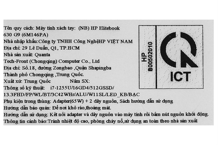 Laptop HP EliteBook 630 G9 i7 1255U/16GB/512GB/Win11 (6M146PA) Màu Bạc