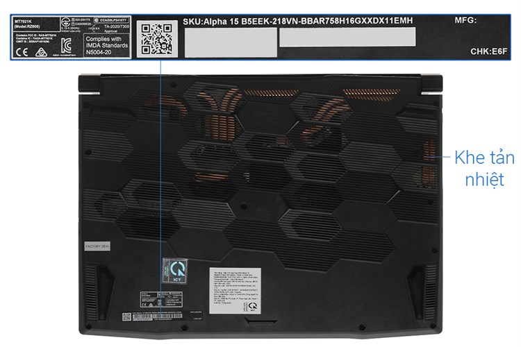 Laptop MSI Gaming Alpha 15 B5EEK R7 5800H/16GB/512GB/8GB RX6600M/144Hz/Balo/Chuột/Win11 (218VN) Màu Đen