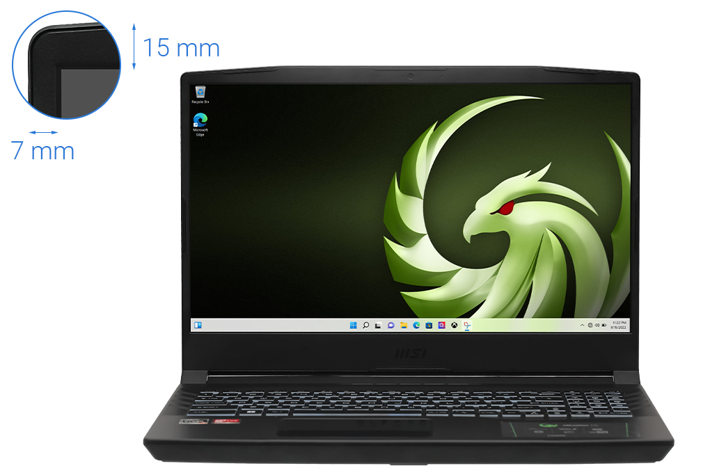 Laptop MSI Gaming Alpha 15 B5EEK R7 5800H/16GB/512GB/8GB RX6600M/144Hz/Balo/Chuột/Win11 (218VN) Màu Đen