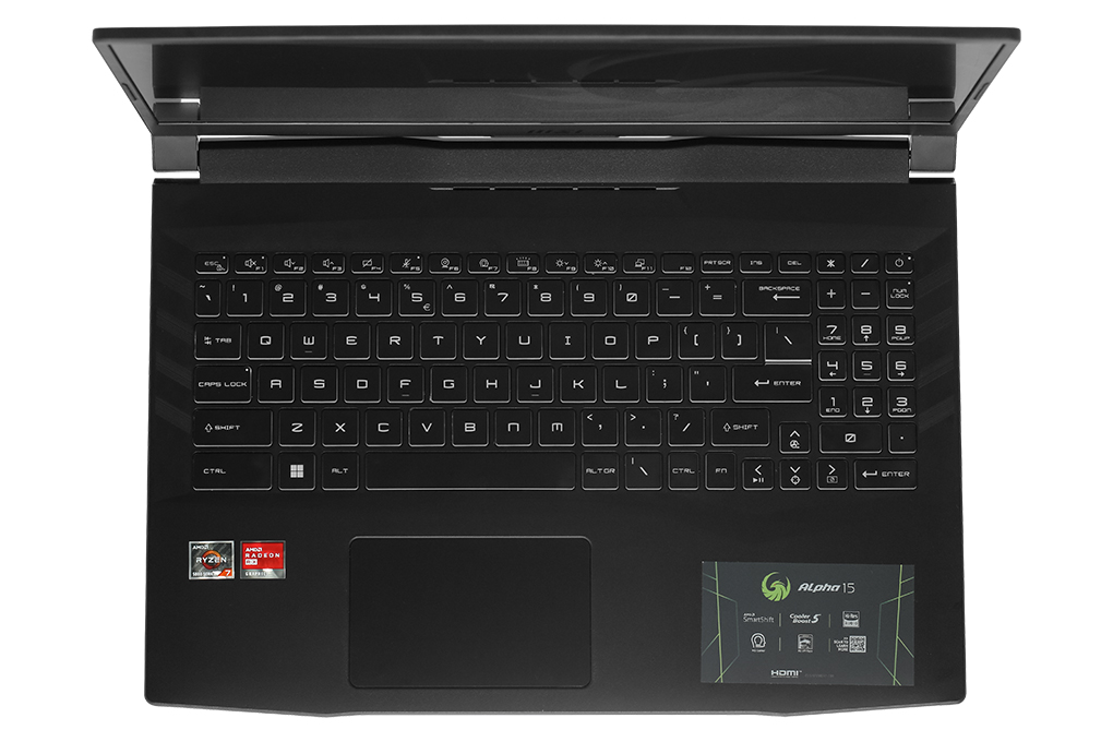 Laptop MSI Gaming Alpha 15 B5EEK R7 5800H/16GB/512GB/8GB RX6600M/144Hz/Balo/Chuột/Win11 (218VN) Màu Đen