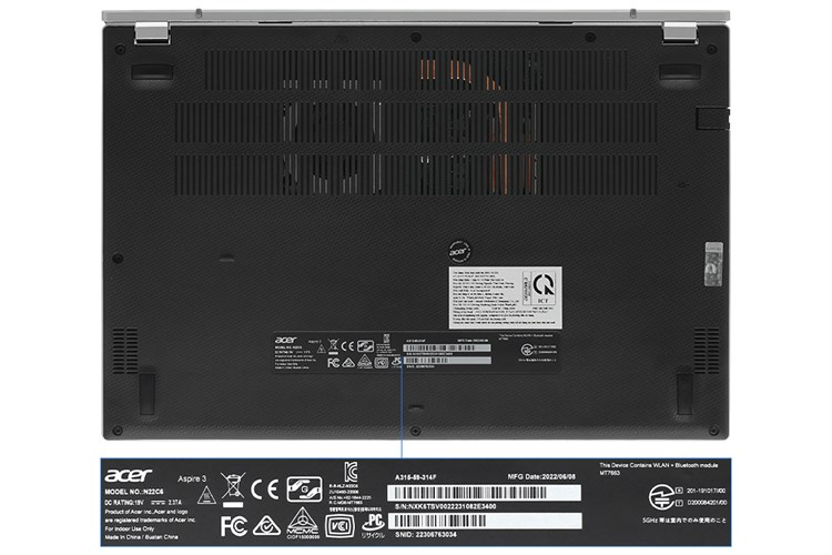 Laptop Acer Aspire 3 A315 59 314F i3 1215U/8GB/256GB/Win11 (NX.K6TSV.002) Màu Bạc