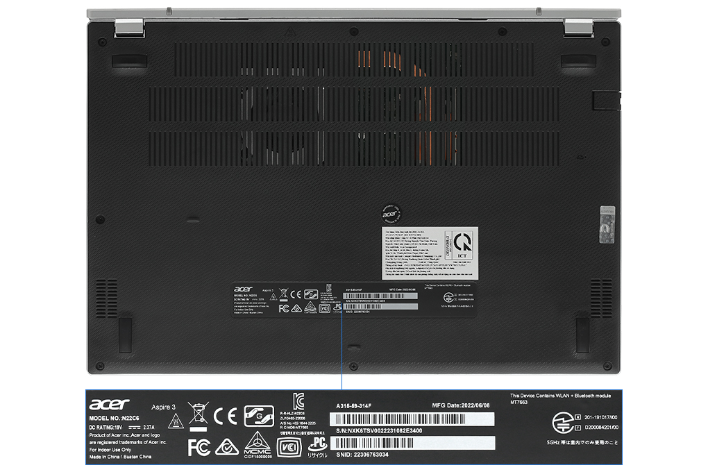 Laptop Acer Aspire 3 A315 59 314F i3 1215U/8GB/256GB/Win11 (NX.K6TSV.002) Màu Bạc