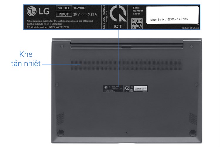 Laptop LG gram 2022 i7 1260P/16GB/512GB/Win11 (16Z90Q-G.AH76A5) Màu Xám