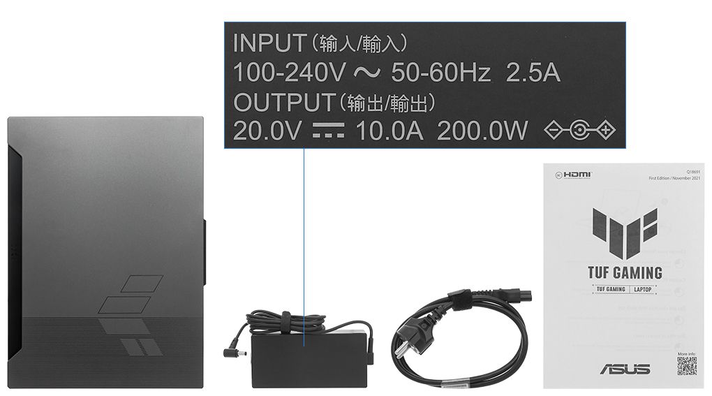 Bộ sản phẩm gồm: Thùng máy, Sạc Laptop Asus, Sách hướng dẫn