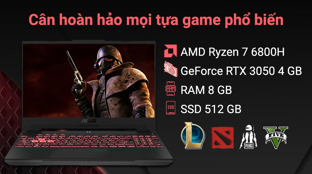 Laptop Asus TUF Gaming A15 FA507RC R7 6800H/8GB/512GB/4GB RTX3050/144Hz/Win11 (HN051W)