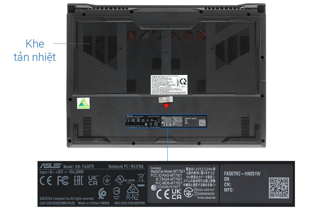 Laptop Asus TUF Gaming A15 FA507RC R7 6800H/8GB/512GB/4GB RTX3050/144Hz/Win11 (HN051W) Màu Xám
