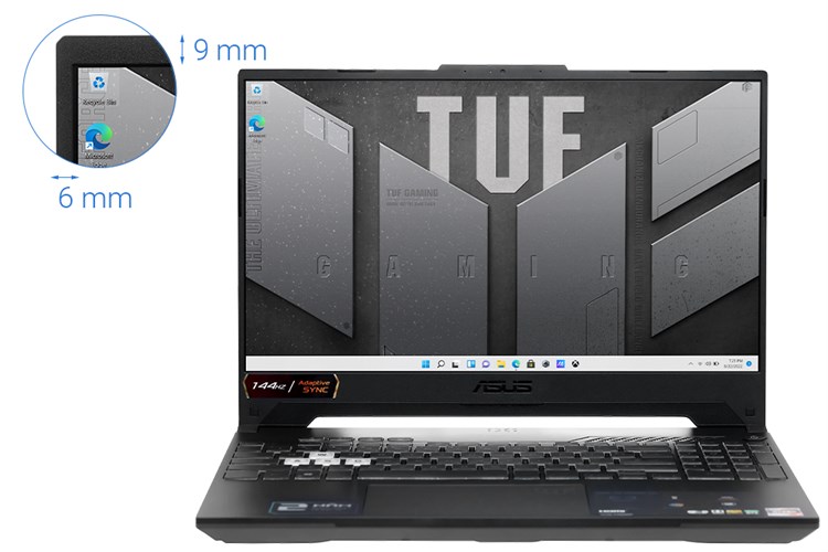 Laptop Asus TUF Gaming A15 FA507RC R7 6800H/8GB/512GB/4GB RTX3050/144Hz/Win11 (HN051W) Màu Xám