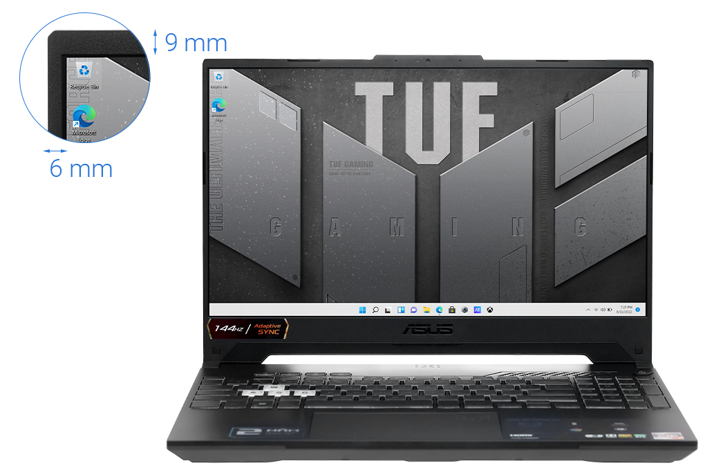 Laptop Asus TUF Gaming A15 FA507RC R7 6800H/8GB/512GB/4GB RTX3050/144Hz/Win11 (HN051W) Màu Xám