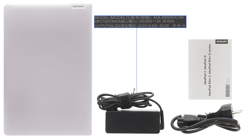 Bộ sản phẩm gồm: Sách hướng dẫn, Thùng máy, Sạc Laptop Lenovo ( 65W )