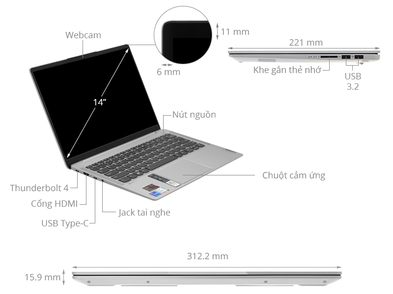 Laptop Lenovo Ideapad - trả 5 hãng, Pro (82SH002SVN) góp Chính 14IAP7 i7