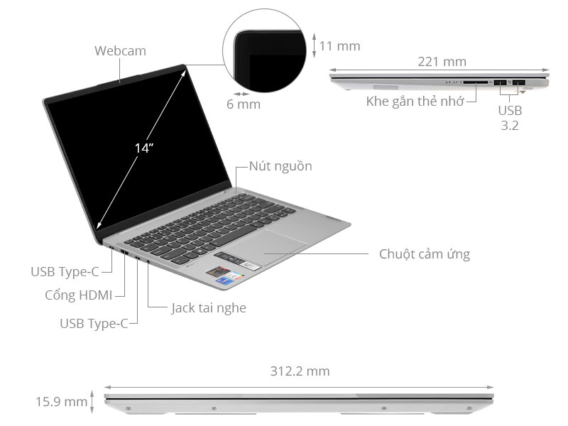 Laptop Lenovo Pro hãng, 14IAP7 i5 5 (82SH000SVN) trả Ideapad góp - Chính