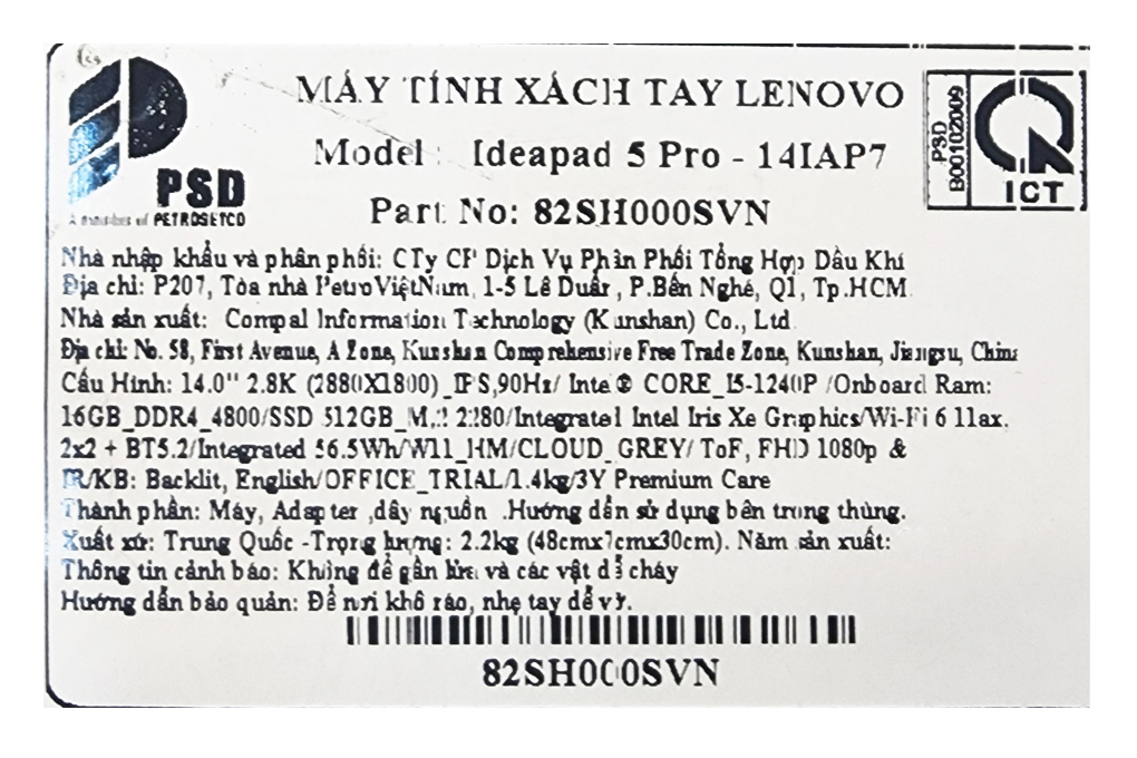 Laptop Lenovo Ideapad 5 Pro 14IAP7 i5 1240P/16GB/512GB/Win11 (82SH000SVN) - 15