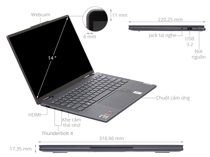 Laptop Lenovo Yoga 7 14IAL7 i7 1260P/16GB/512GB/Touch/Pen/Win11 (82QE000QVN)