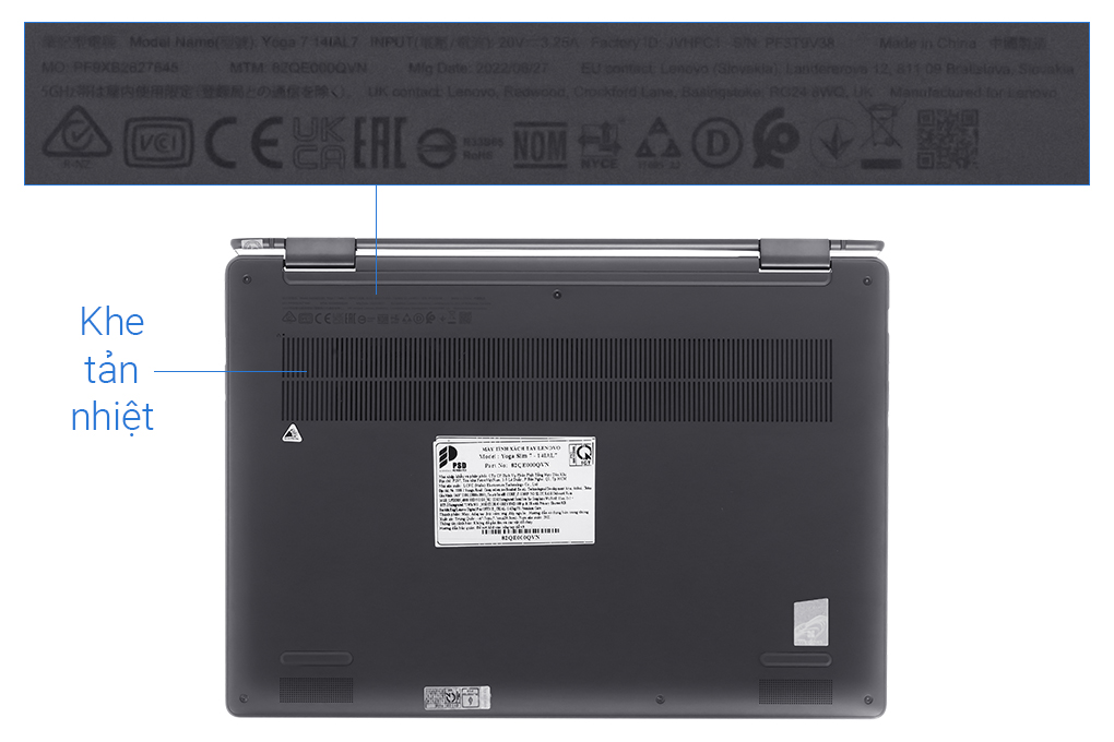 Laptop Lenovo Yoga 7 14IAL7 i7 1260P/16GB/512GB/Touch/Pen/Win11 (82QE000QVN) Màu Xám