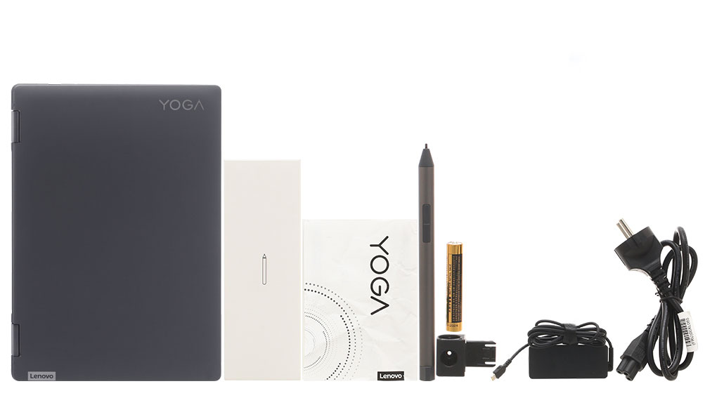 Bộ sản phẩm gồm: Sách hướng dẫn, Bút cảm ứng ( Pin AAAA ), Thùng máy, Sạc Laptop Lenovo ( 65W USB-C )