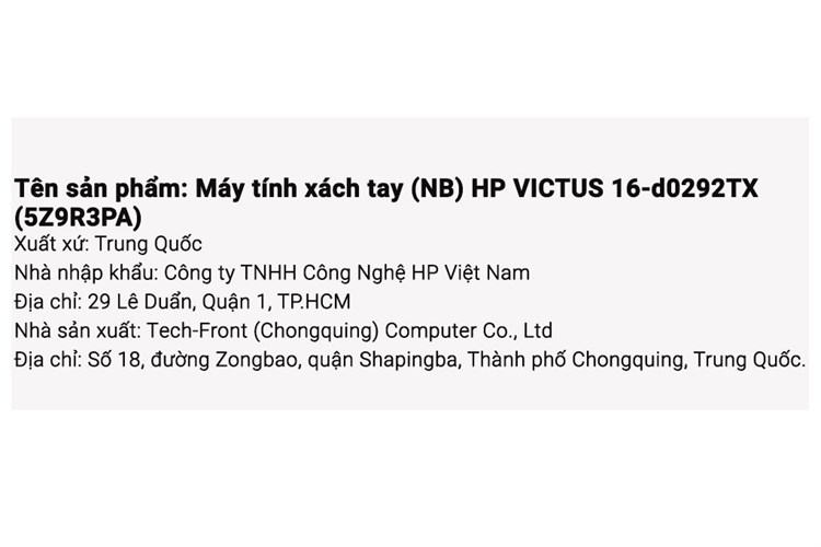 Laptop HP VICTUS 16 d0292TX i5 11400H/8GB/512GB/4GB RTX3050Ti/144Hz/Win11 (5Z9R3PA) Màu Đen