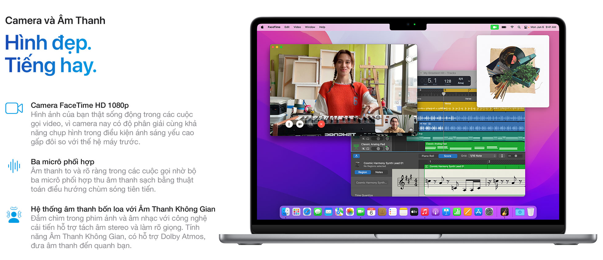 MacBook Air M2 2022 10-core GPU - Camera và âm thanh